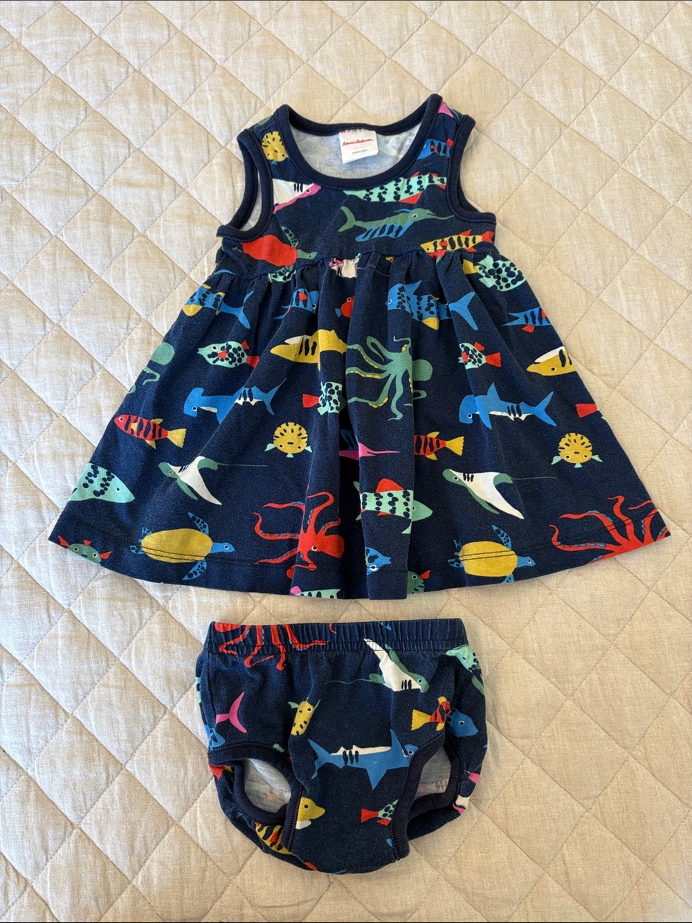 Hanna Andersson Navy Sea Life Tank Dress & Bloomers - Multicolor